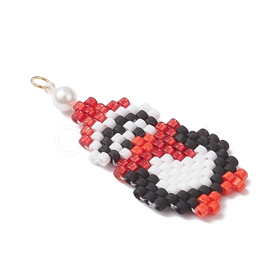Christmas Glass Seed Beaded Penguin Pendants PALLOY-MZ01044-01-1