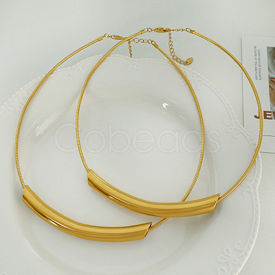 304 Stainless Steel Curved Tube Round Snake Chain Necklaces for Women FS-WG91F2E-02-1