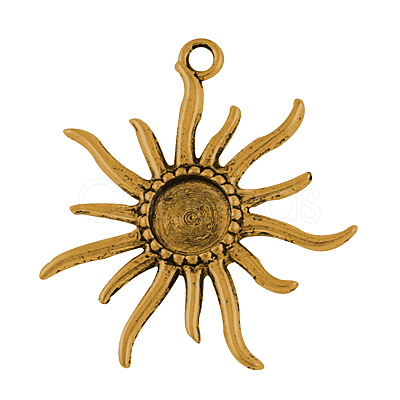 Tibetan Alloy Flower Pendant Cabochon Bezel Settings PALLOY-A13079-AG-NR-1