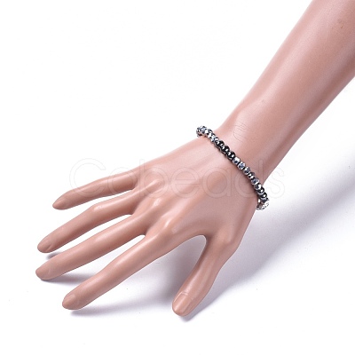 Faceted Rondelle Electroplate Glass Stretch Bracelets BJEW-JB04650-01-1
