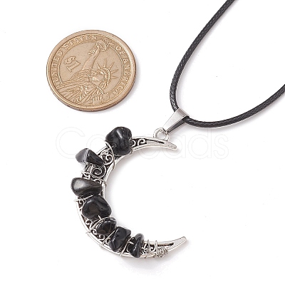 2Pcs 2 Styles Tibetan Style Alloy Moon Pendant Necklaces Set NJEW-JN04608-1
