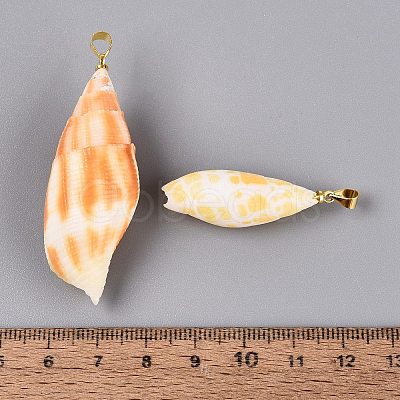Brass & Natural Mitra Shell Big Pendants SHEL-Q029-17KCG-1