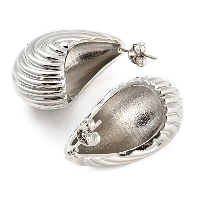 Rack Plating Brass Shell Shape Stud Earrings EJEW-K245-30P-1