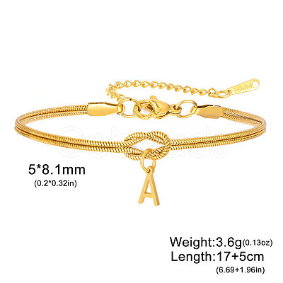 304 Stainless Steel Initial Charm Bracelets FS-WGD8E41-08-1