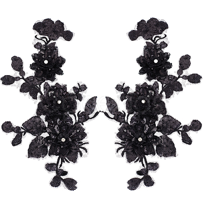 2Pcs 2 Styles 3D Flower Polyester Embroidery Sew on Appliques DIY-CY0001-03B-1