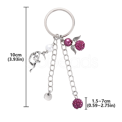 Glass Pearl & Alloy Keychian KEYC-YW00155-01-1