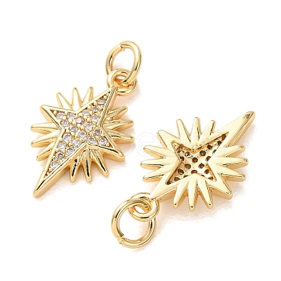 Brass Micro Pave Clear Cubic Zirconia Pendants CU-E003-16G-C-1