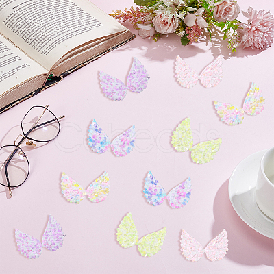 30Pcs 5 Colors Wing Polyester and Sequins Computerized Embroidery Cloth Iron on/Sew on Patches DIY-GF0012-54-1