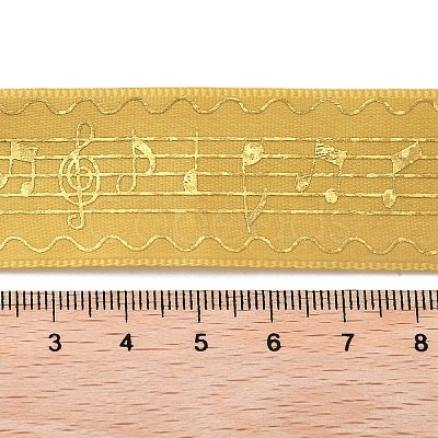 15 Yards 3 Colors Single Face Gold Stamping Polyester Satin Ribbon SRIB-XCP0001-22-1