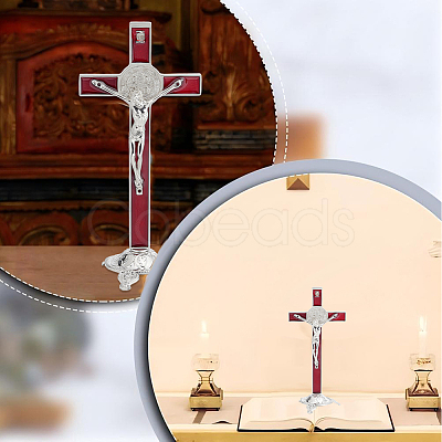 Alloy Enamel Saint Benedict Crucifix Display Decorations AJEW-WH0752-416B-1