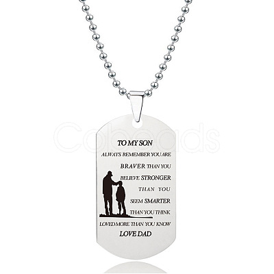 201 Stainless Steel To My Son Dog Tag Pendant Ball Chain Necklaces FS-WG527E6-06-1