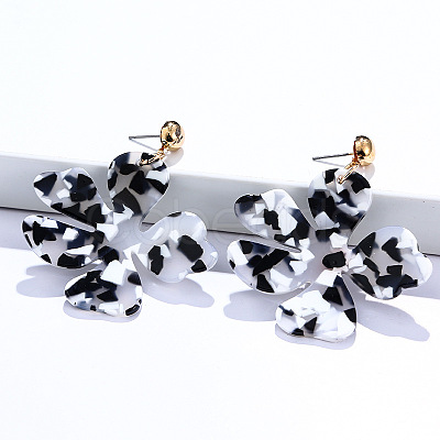 Alloy & Acrylic Dangle Stud Earrings FS-WG0D14E-02-1