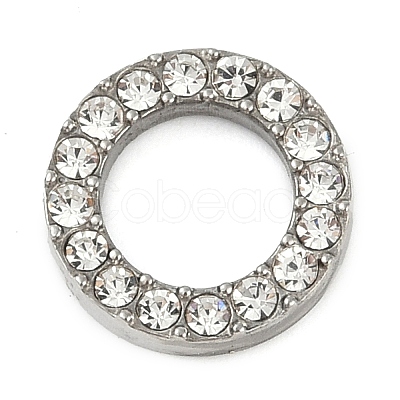 304 Stainless Steel Crystal Rhinestone Linking Rings STAS-Z082-01P-01-1