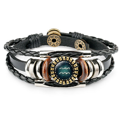 12 Constellations PU Leather Multi-strand Bracelets WGFD09F-11-1