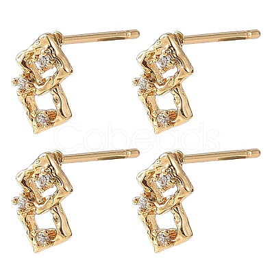 SHEGRACE Brass Micro Pave Clear Cubic Zirconia Stud Earring XGRQ4N172-729G-1