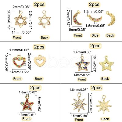 12Pcs 6 Style Alloy Rhinestone Pendants FIND-FH0002-72-1