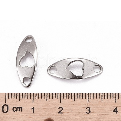 Tarnish Resistant Curved Oval with Heart 201 Stainless Steel Links connectors STAS-R071-26-1