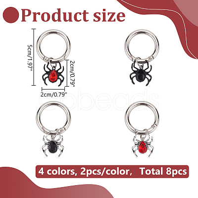 8Pcs 4 Styles Spider Alloy Rhinestone Shoes Charms PALLOY-WR00002-1