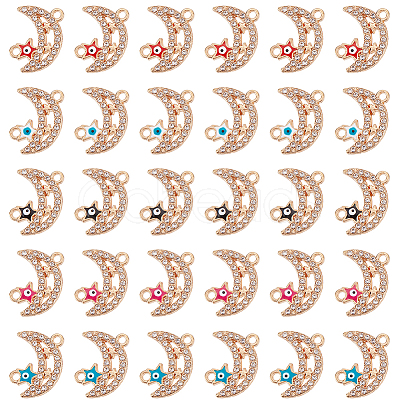 30Pcs 5 Colors Moon Alloy Enamel Connector Charms ENAM-SC0004-23-1