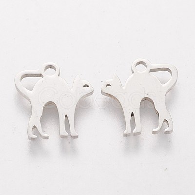 Tarnish Resistant 304 Stainless Steel Kitten Charms STAS-Q201-T155-1