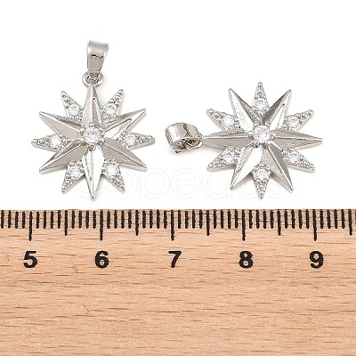 Brass Micro Pave Clear Cubic Zirconia Pendants KK-D223-03P-1