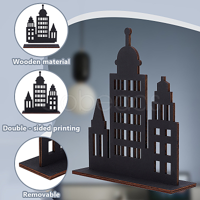 6Pcs Plywood Wooden Castle Display Decorations AJEW-AR0005-25-1