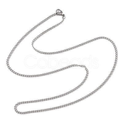 Tarnish Resistant Unisex Casual Style 304 Stainless Steel Curb Chain Necklaces STAS-O037-54P-1