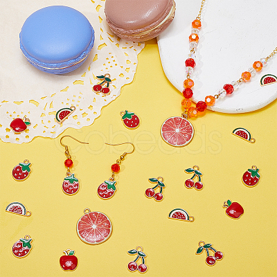 50Pcs 5 Styles Alloy Enamel Pendants ENAM-SC0005-65-1