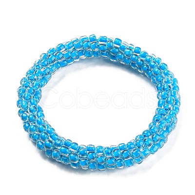 Crochet Glass Beads Braided Stretch Bracelet BJEW-K232-01A-1