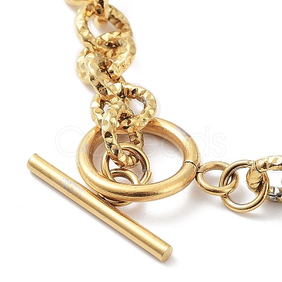 Ion Plating(IP) 304 Stainless Steel Textured Rolo Chain Bracelet BJEW-K226-02G-1