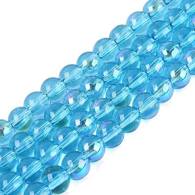 Transparent Electroplate Glass Beads Strands EGLA-Q132-6MM-01A-17-1
