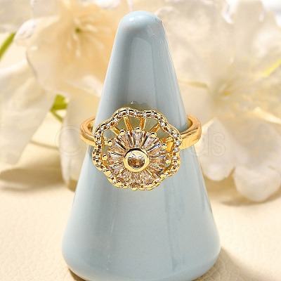 Flower Rotatable Finger Ring for Women RJEW-U035-01G-05-1