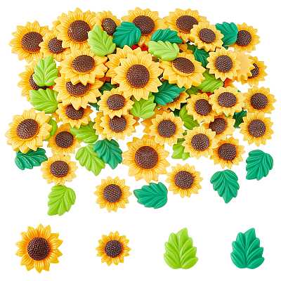 100Pcs 3 Styles Opaque Resin Cabochons RESI-HS0001-07-1