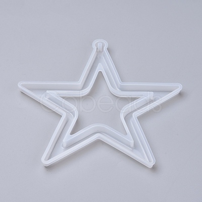 Christmas Hollow Star DIY Pendant Silicone Molds X-DIY-I034-07-1