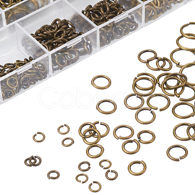 Mixed Sizes Diameter 4-10mm Brass Jump Rings Open Jump Rings Antique Bronze in Jewelry Making Supplies 1 Box KK-PH0008-AB-NF-B-1