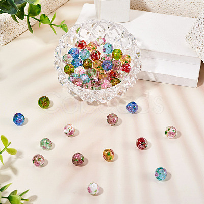 54Pcs 9 Colors Handmade Glod Sand Lampwork Beads Strands LAMP-TA0002-08-1