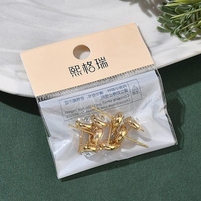 SHEGRACE Brass Rhinestone Flat Round Stud Earring Findings XGR0099G-120G-1
