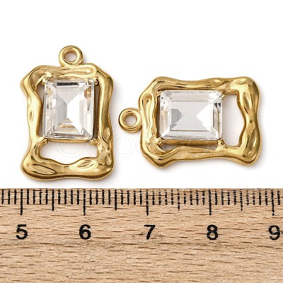 304 Stainless Steel Glass Pendants STAS-P406-01G-1