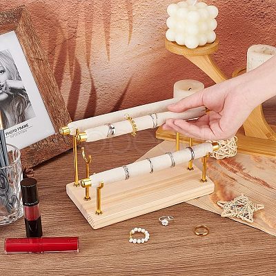 3-Tier Wood Detachable Ring Organizer Holder RDIS-WH0009-009-1