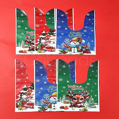 60Pcs 3 Colors Christmas Theme Rabbit Shaped Candy Plastic Bags ABAG-FS0001-05-1