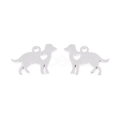 Non-Tarnish 304 Stainless Steel Puppy Silhouette Charms STAS-Q201-T086-1