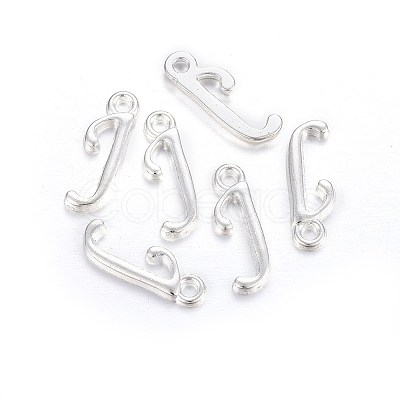 Silver Color Plated Alloy Letter Pendants PALLOY-J718-01S-J-1