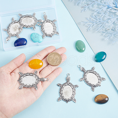 DIY Turtle Gemstone Pendant Making Kits DIY-SC0019-06-1