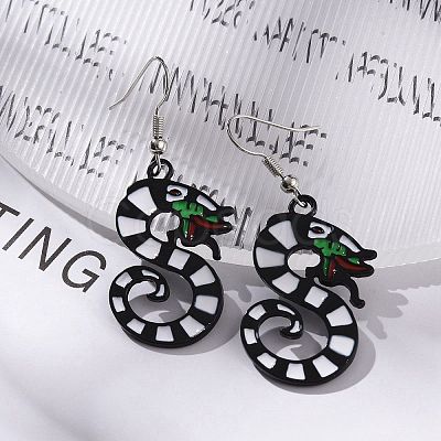 Alloy Dragon Dangle Earrings EJEW-R011-01P-1