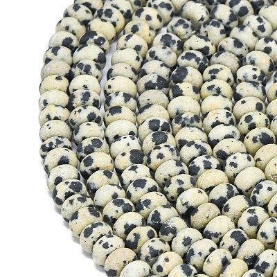 Natural Dalmatian Jasper Beads Strands G-P575-A01-6x4mm-1