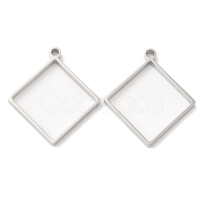Non-Tarnish 304 Stainless Steel Open Back Bezel Rhombus Pendants LS-STAS-Z040-02A-P-1