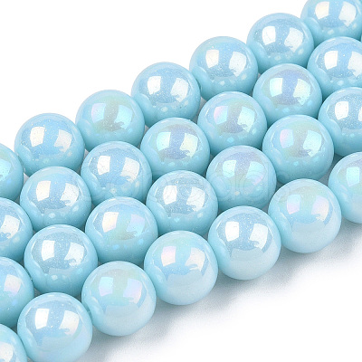 Electroplate Opaque Glass Beads Strands GLAA-T032-P8mm-AB10-1