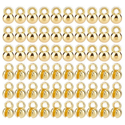 60Pcs Brass Bead Tips KK-HS0002-06-1