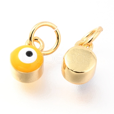 Brass Enamel Pendants KK-Y001-02B-G-1