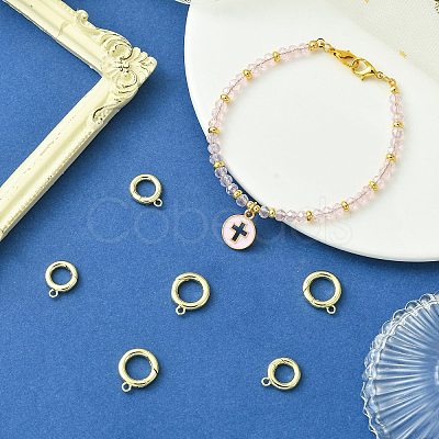 6Pcs 2 Styles Rack Plating Brass Spring Gate Clasps KK-CJ0002-61-1